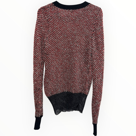 Alexander Wang knit Metallic black red pullover crewneck sweater top jumper Sm - Picture 6 of 9
